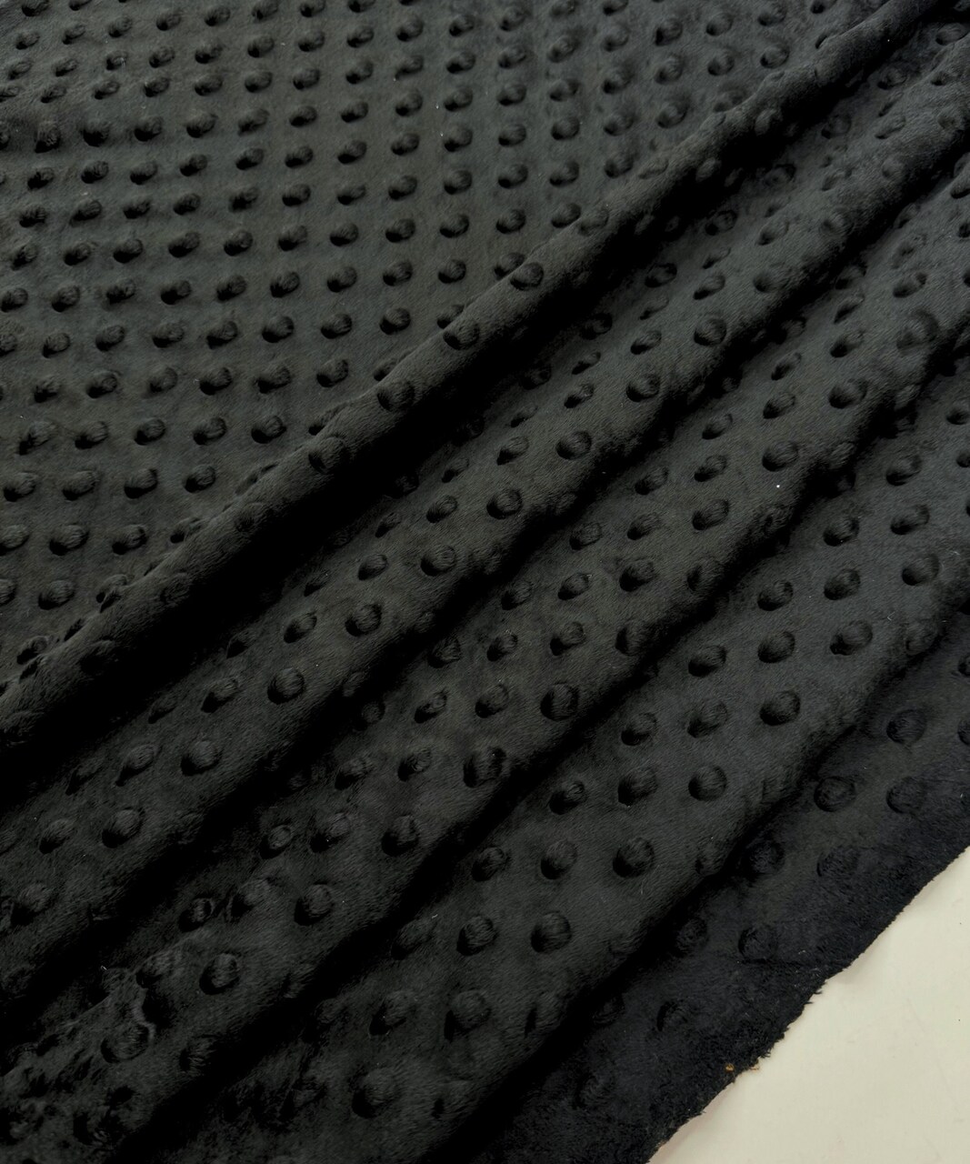 Black Minky Dot Fabric by the Yard, 60" Wide Ultra-Soft Plush Minky Fabric for Baby Blankets, Nursery Decor, Plush Toys & Sewing